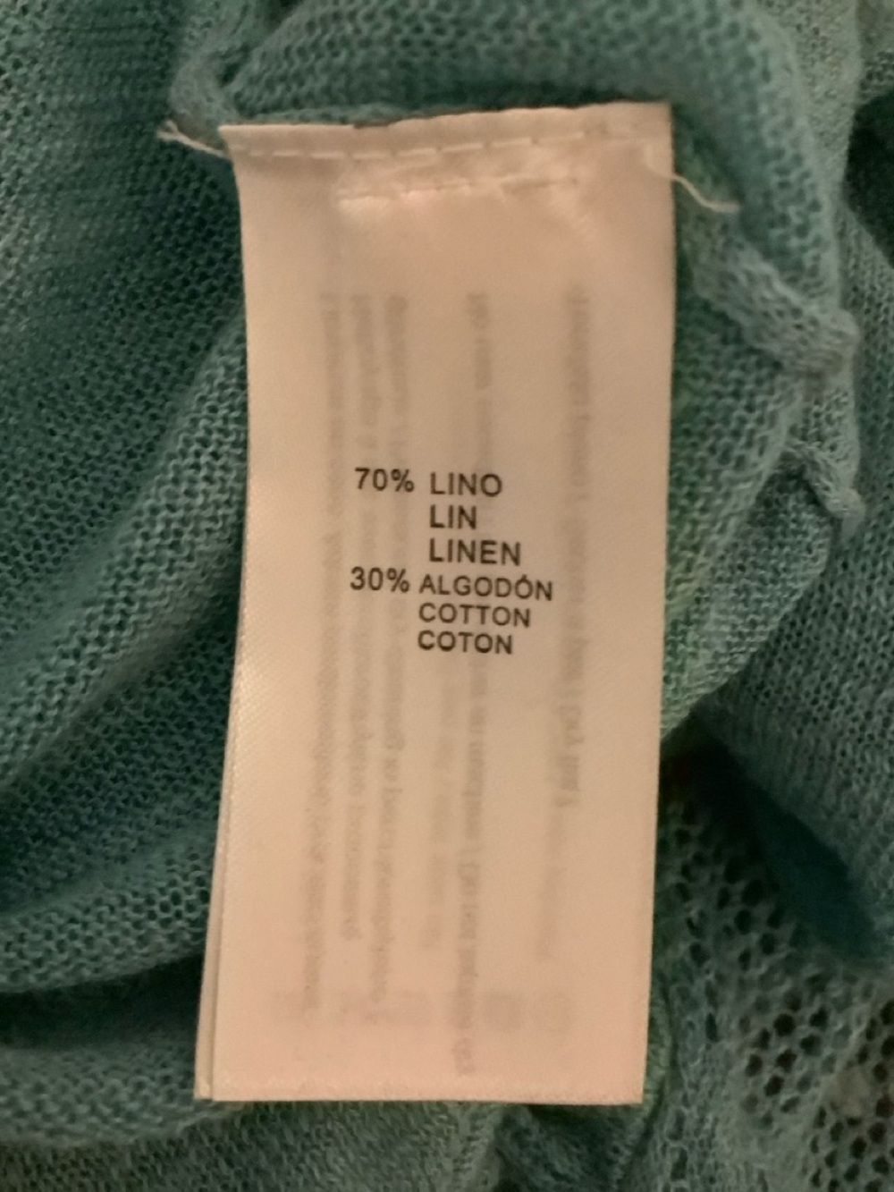 Yerse Linen Blend Knit Top Ruffle Sleeve Lace Detail Teal Size L NWT - Picture 10 of 12